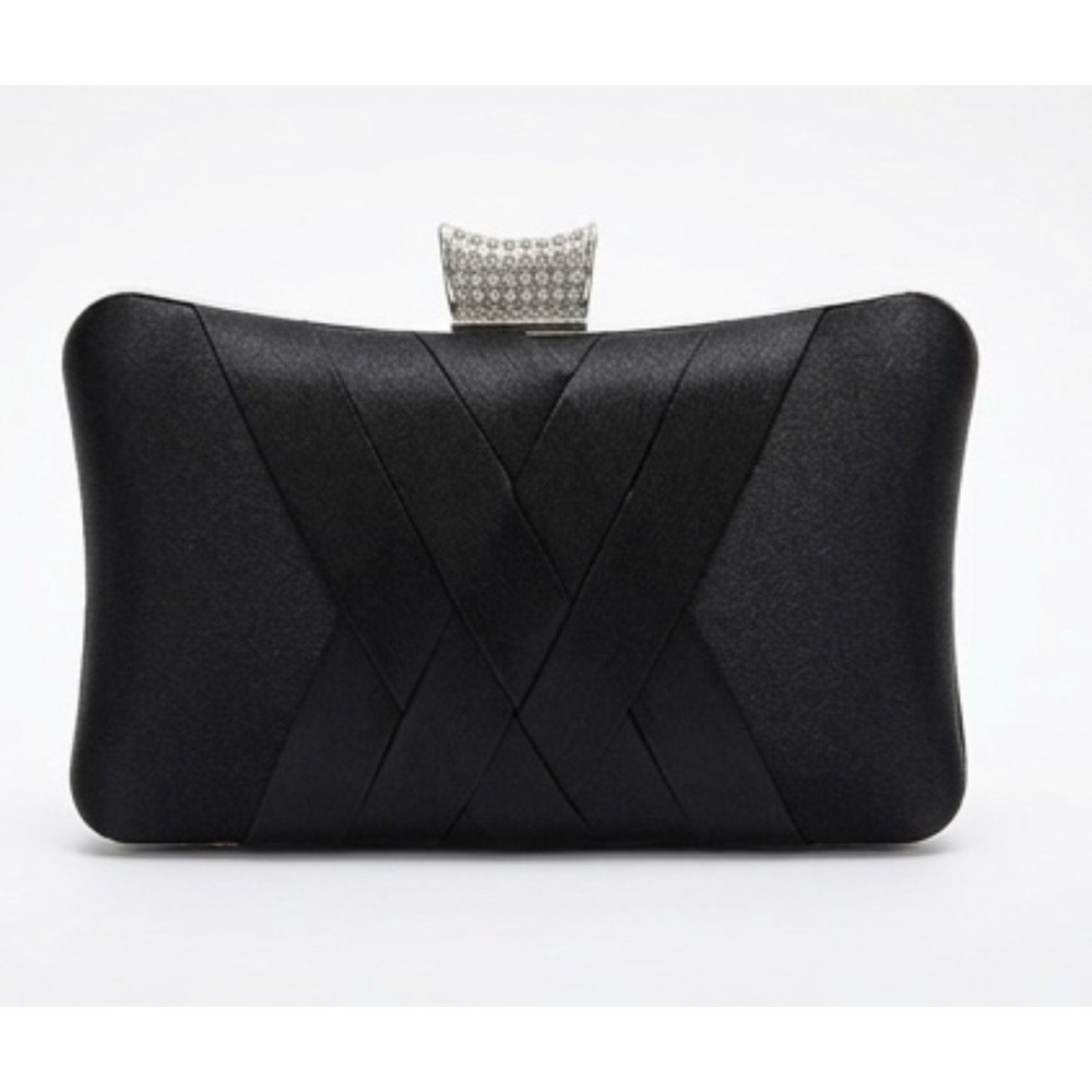Vintage Style Satin Clutch Rhinestone Evening Bridal Promโ Hard Case